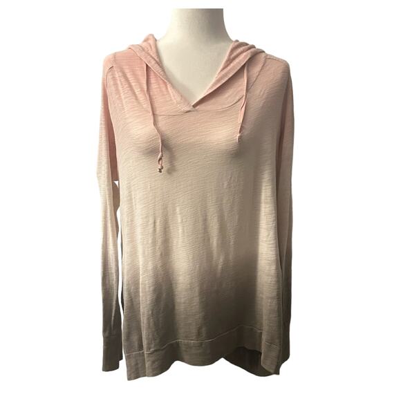 Earth Yoga Long Sleeve Hooded Tshirt Top Shirt Pink Brown Ombre Organic Cotton L - Picture 1 of 7